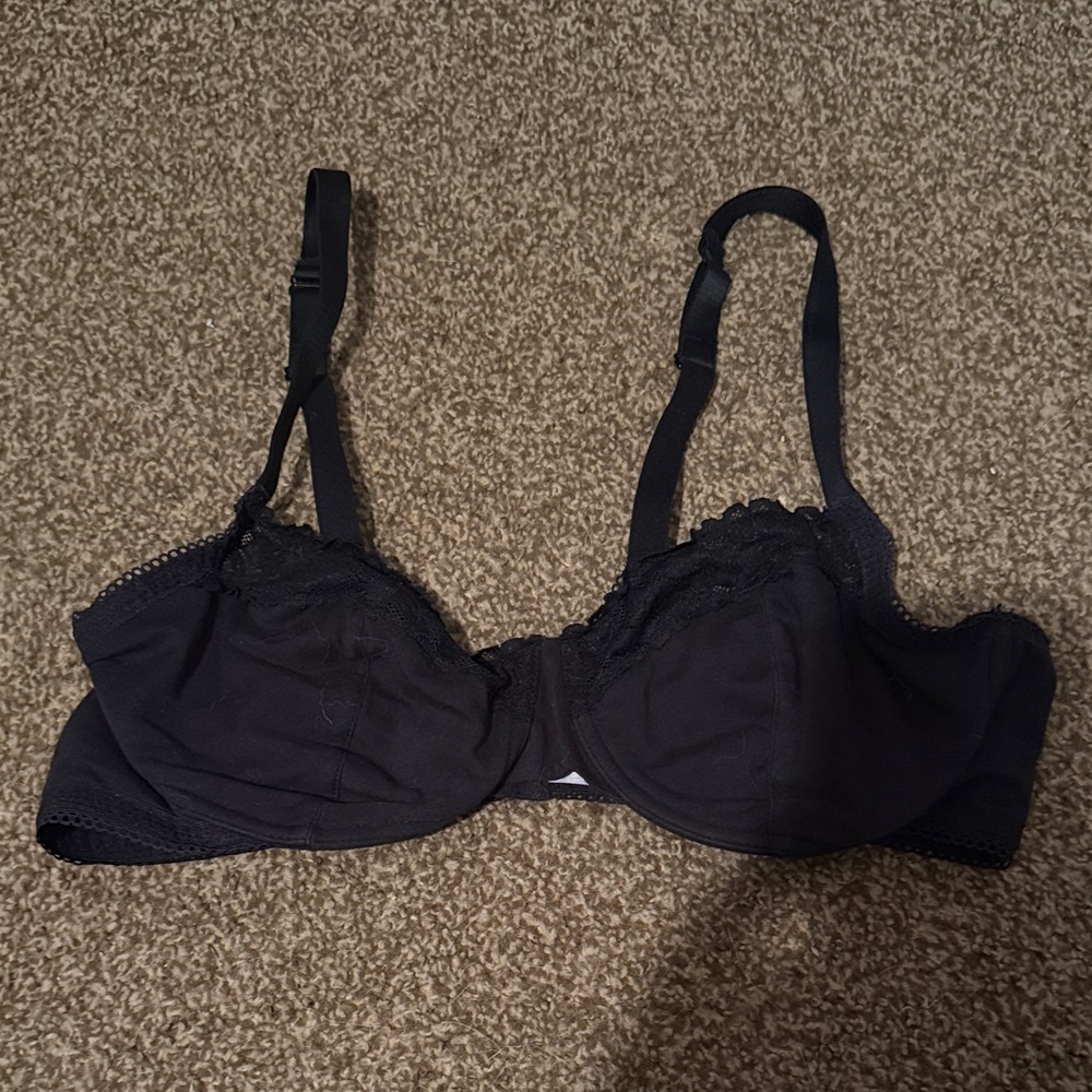 Savage X Fenty Black Lace-Trim Underwire Bra